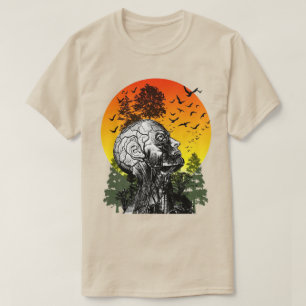 Vintage Hangover Human Tree Retro Solnedgång Dis T Shirt