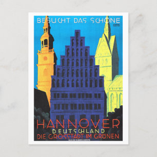 Vintage Hannover, Tyskland, Reseposter Vykort