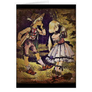 Vintage Hansel och Gretel Se stugan Hälsningskort