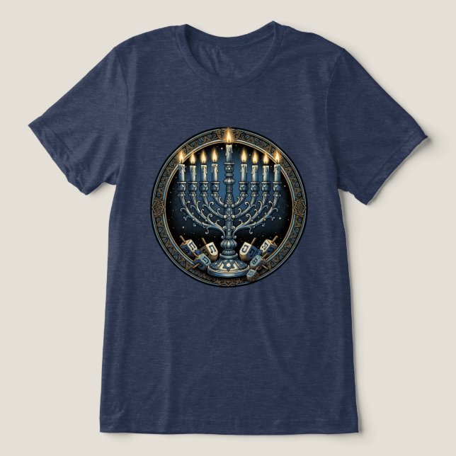 Vintage Hanukkah Menorah T Shirt (Design Framsida)