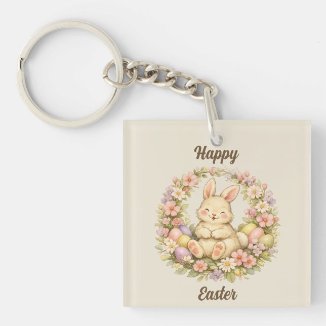 Vintage Happy Easter Bunny Floral Wreath (Framsidan)