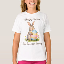 Vintage Happy Easter Bunny with Egg Family  T Shirt