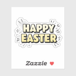 Vintage Happy Easter Typographic Sticker Klistermärken