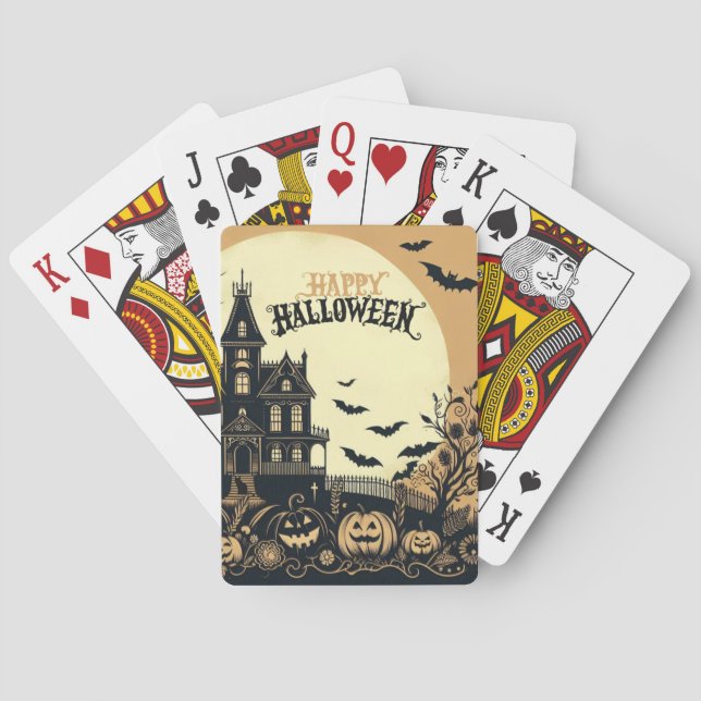 Vintage happy halloween art casinokort (Baksidan)