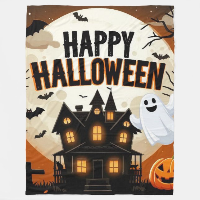 Vintage happy halloween art fleecefilt (Framsidan)