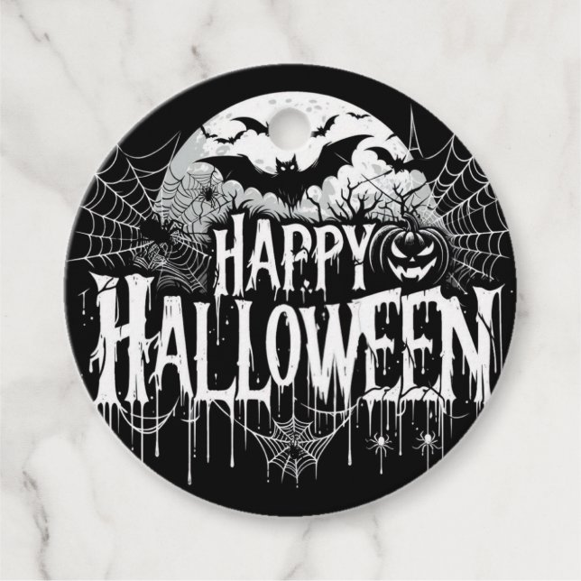 Vintage happy halloween art gåvor etiketter (Framsida)