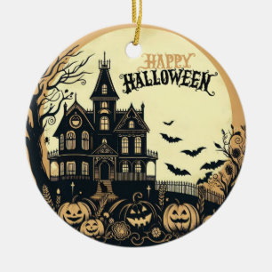 Vintage happy halloween art julgransprydnad keramik