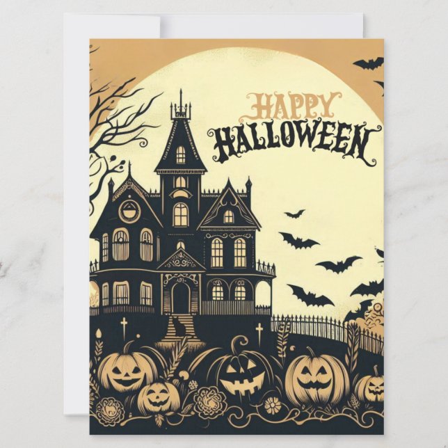 Vintage happy halloween art julkort (Framsida)