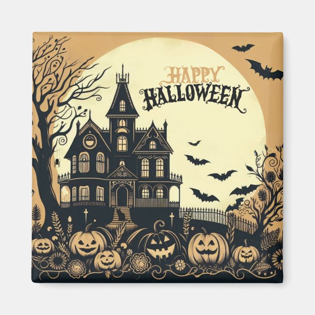 Vintage happy halloween art magnet (Framsidan)