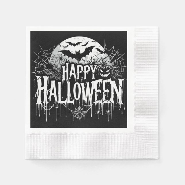 Vintage happy halloween art pappersservett (Framsidan)