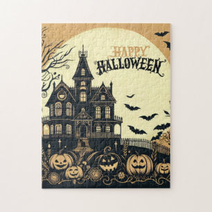 Vintage happy halloween art pussel