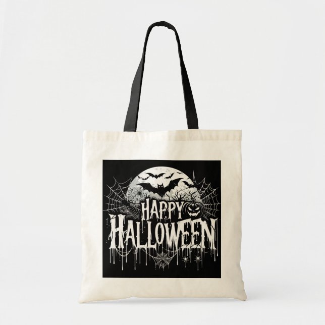 Vintage happy halloween art tygkasse (Framsidan)