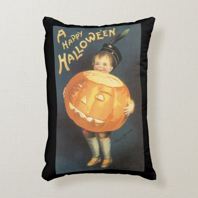 Vintage Happy halloween av Ellen Clapsaddle Prydnadskudde (Framsidan(Vertikal))