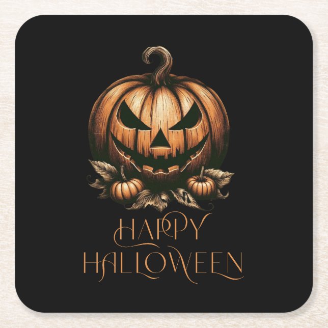 Vintage happy halloween pumpkin underlägg papper kvadrat (Framsidan)