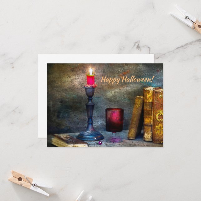 Vintage Happy halloween Red Candle & Old Bokar (Fram/Back In Situ)