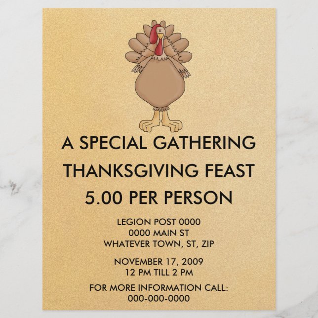Vintage Happy thanksgiving Dinner Flyer (Framsidan)