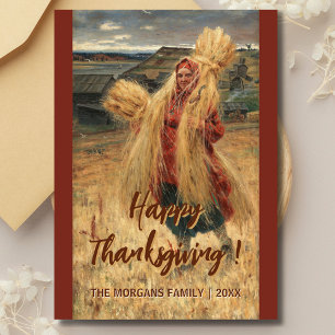 Vintage Happy thanksgiving efter hay Harvest Kort