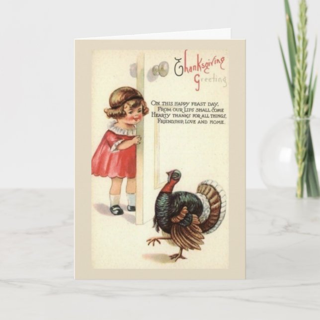 Vintage-Happy thanksgiving-festdagen Helgkort (Framsida)