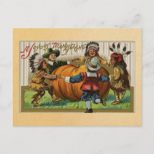 Vintage Happy thanksgiving Helg Vykort (Framsida)