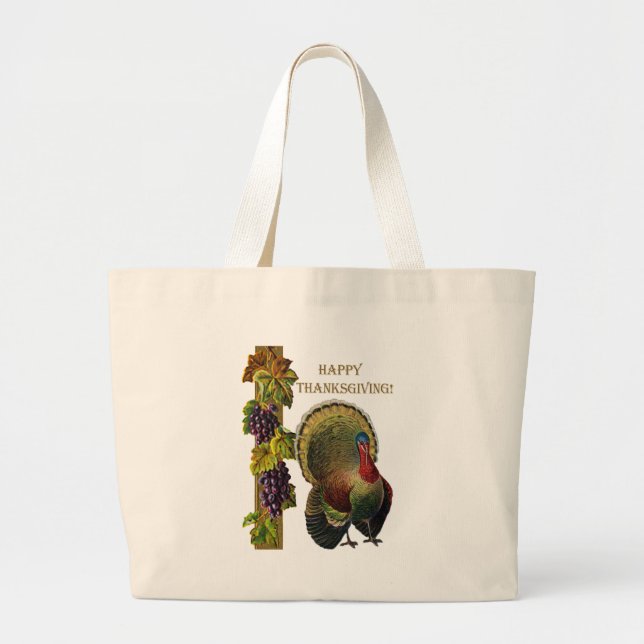 Vintage Happy thanksgiving Turkiet Jumbo Tygkasse (Framsidan)