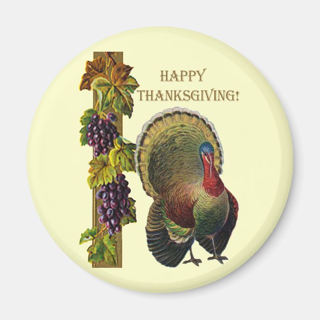 Vintage Happy thanksgiving Turkiet Magnet (Framsidan)