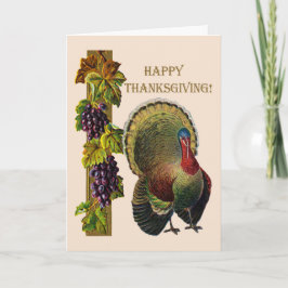Vintage Happy thanksgiving Turkiet och druvor, ZSS Helgkort