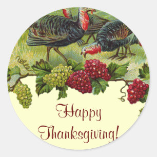 Vintage Happy thanksgiving Turkiet Runt Klistermärke