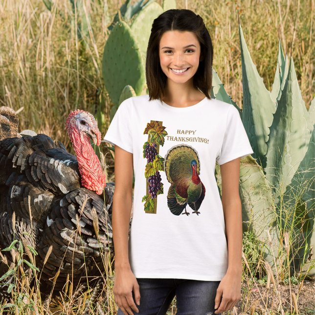 Vintage Happy thanksgiving Turkiet Vinnare Tröja (Vintage Happy Thanksgiving Turkey Womens T-Shirt)