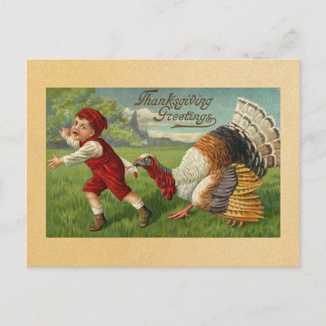 Vintage Happy thanksgiving vykort (Framsida)