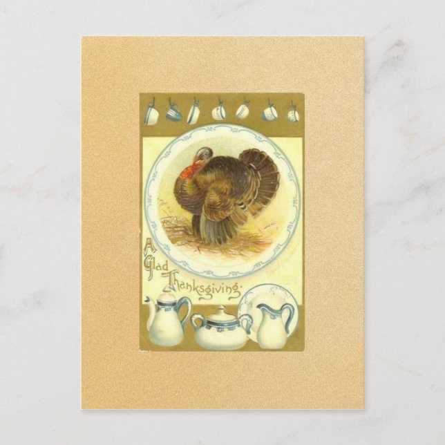 Vintage Happy thanksgiving vykort (Framsida)