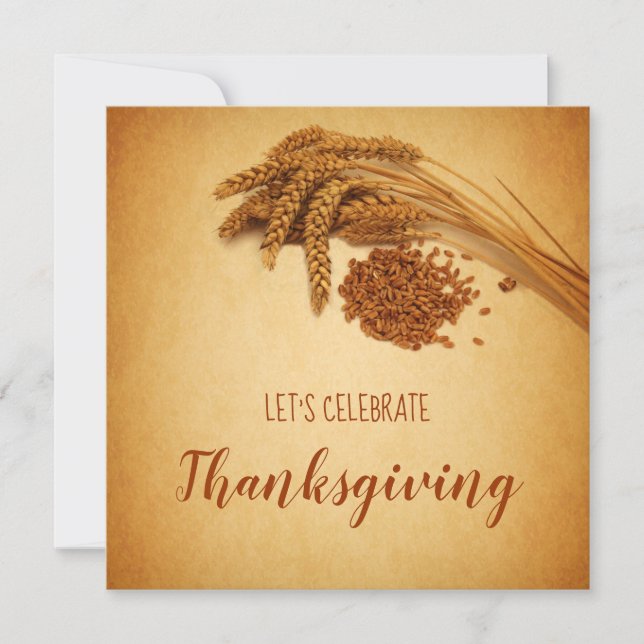 Vintage Happy thanksgiving Wheat Maj Inbjudningar (Framsida)