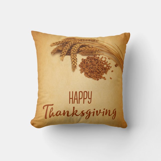 Vintage Happy thanksgiving Wheat Maj Kudde (Framsida)