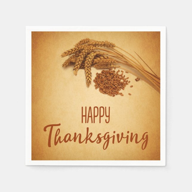 Vintage Happy thanksgiving Wheat Maj Pappersservett (Framsidan)