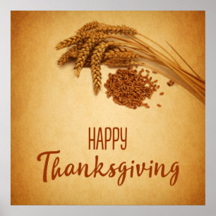 Vintage Happy thanksgiving Wheat Maj Poster