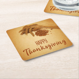 Vintage Happy thanksgiving Wheat Maj Underlägg Papper Kvadrat