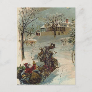 Vintage här kommer Jultomten Helg Vykort