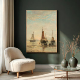 Vintage Harbour Nautical Wall Art Fraktas vid Shor Canvastryck