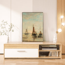Vintage Harbour Nautical Wall Art Fraktas vid Shor Canvastryck