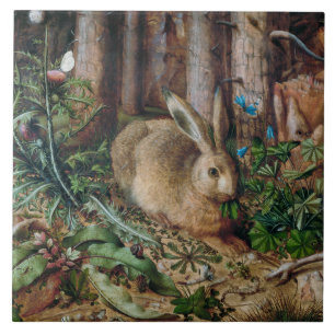 Vintage Hare i skogen - Hans Hoffmann Kakelplatta