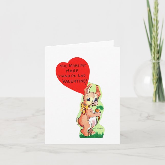 Vintage Hare Valentine Kort (Framsida)