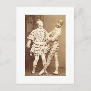 Vintage Harlequin & Clown Vykort