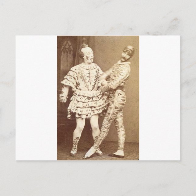 Vintage Harlequin & Clown Vykort (Framsida)