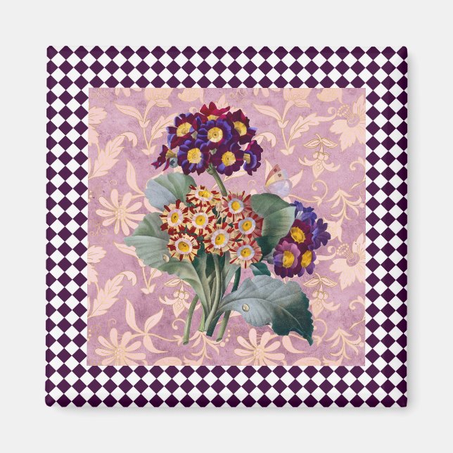 Vintage Harlequin Garden Flower Panel Magnet (Framsidan)