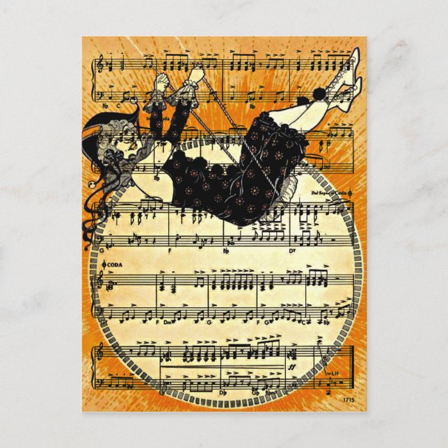 Vintage Harlequin Girl Vykort (Framsida)