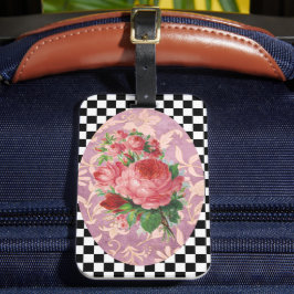 Vintage Harlequin Rosa ros Bagagebricka