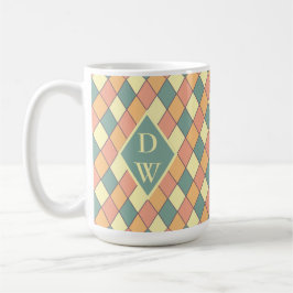 Vintage Harlequine Diagonal i Pastels Monogram Kaffemugg