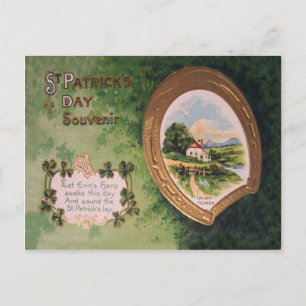 Vintage Harp of Erin Horseshoe St patrick's day Ca Vykort