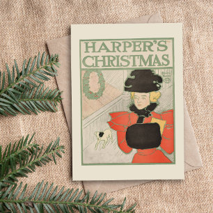 Vintage Harpers jul 1896 Julkort