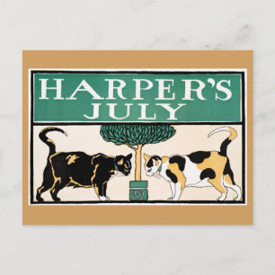 Vintage Harper's juli Cats av Edward Penfield Vykort
