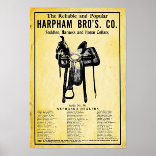 Vintage Harpham Brothers Horse Saddle and Print Poster